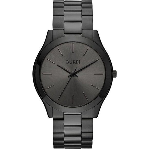 Men Black Fashion Analog Stainless Steel Quartz Waterproof Watches Gifts for Men